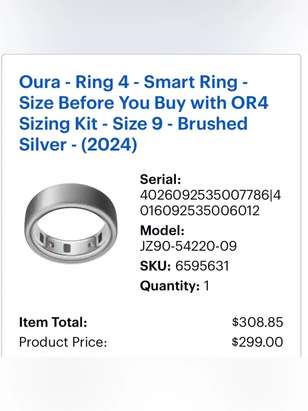 Oura Ring 4 Smart Ring - Brushed Silver Finish